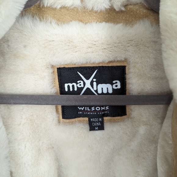 S - Maxima Wilson's Leather | Genuine leather 90s Tan Faux Fur Jacket - Picture 3 of 5